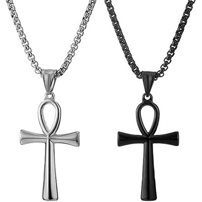 JKJF 2 Piezas Egipcio Ankh Cruz Colgante Collar de acero inoxidable Ankh Cadena Colgante Vintage Coptic Ankh Cruz Collar Religioso Gótico Hip Hop Punk Collar para Hombres y Niños Plata Negro JKJF 2 Piezas Egipcio Ankh Cruz Colgante Collar de acero inoxidable Ankh Cadena Colgante Vintage Coptic Ankh Cruz Collar Religioso Gótico Hip Hop Punk Collar para Hombres y Niños Plata Negro