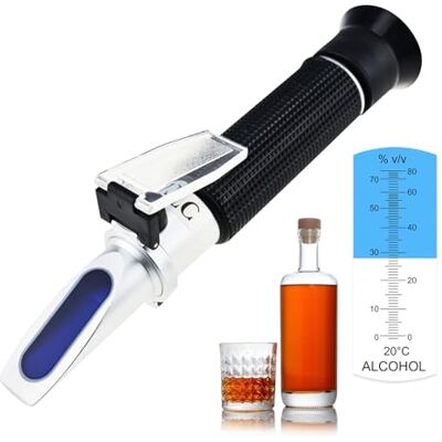 TEKCOPLUS Refratómetro de álcool 0-80% volume, ATC para destilados Portátil com luz LED e pipetas Medição precisa de álcool. TEKCOPLUS Refratómetro de álcool 0-80% volume, ATC para destilados Portátil com luz LED e pipetas Medição precisa de álcool.