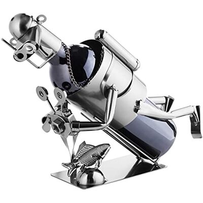 BRUBAKER Suporte de garrafa de vinho de mergulho com câmara de metal com cartão de felicitação BRUBAKER Suporte de garrafa de vinho de mergulho com câmara de metal com cartão de felicitação