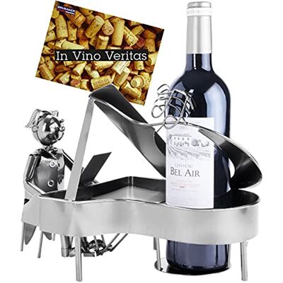 BRUBAKER Suporte para garrafas de vinho – Pianista e piano de cauda, escultura de metal, cartão de felicitações incl. Ideia de presente original BRUBAKER Suporte para garrafas de vinho – Pianista e piano de cauda, escultura de metal, cartão de felicitações incl. Ideia de presente original