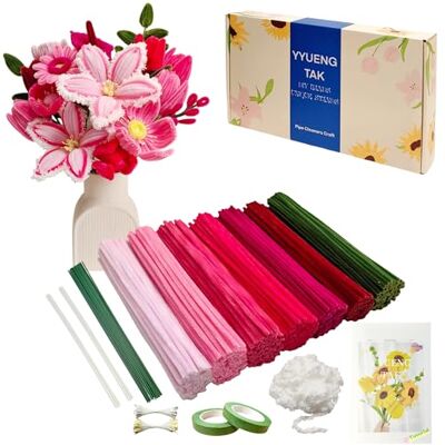 YYUENG TAK 350 piezas Limpiapipas Manualidades Rojo y Rosa,Set de Limpiapipas Flores, con Instrucciones y varios accesorios, para Regalos Artesanales y Decoración del Hogar,Pipe Cleaner Flower kit YYUENG TAK 350 piezas Limpiapipas Manualidades Rojo y Rosa,Set de Limpiapipas Flores, con Instrucciones y varios accesorios, para Regalos Artesanales y Decoración del Hogar,Pipe Cleaner Flower kit