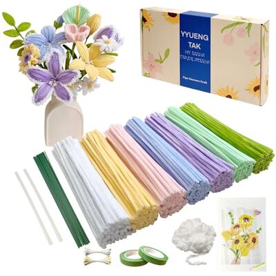 YYUENG TAK 350 piezas Limpiapipas Manualidades Macarons,Set de Limpiapipas Flores, con Instrucciones y varios accesorios, para Regalos Artesanales y Decoración del Hogar,Pipe Cleaner Flower kit YYUENG TAK 350 piezas Limpiapipas Manualidades Macarons,Set de Limpiapipas Flores, con Instrucciones y varios accesorios, para Regalos Artesanales y Decoración del Hogar,Pipe Cleaner Flower kit