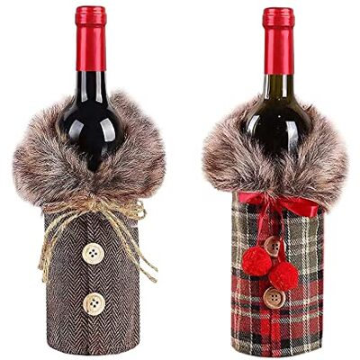 Zehan Zitong Cubierta para botella de vino de Navidad, 2 unidades, botellas decorativas de vino tinto, tapas de botellas de vino, bolsas para decoración de fiesta de Navidad, rojo, Zehan Zitong Cubierta para botella de vino de Navidad, 2 unidades, botellas decorativas de vino tinto, tapas de botellas de vino, bolsas para decoración de fiesta de Navidad, rojo,