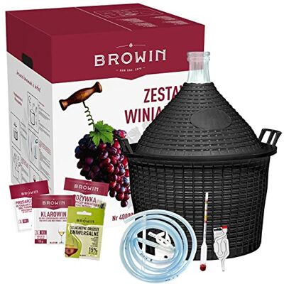 Browin Conjunto para principiantes para fazer vinho caseiro, garrafão de fermentação de 15 l em cesta Browin Conjunto para principiantes para fazer vinho caseiro, garrafão de fermentação de 15 l em cesta