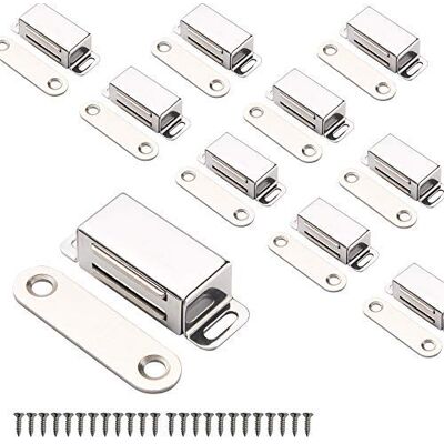 Mousike Imanes magnéticos para puerta de armario,puerta de acero inoxidable, para cocina, baño, armario, clóset, cierre de puerta de gabinete o cajón(10 piezas en plata) Mousike Imanes magnéticos para puerta de armario,puerta de acero inoxidable, para cocina, baño, armario, clóset, cierre de puerta de gabinete o cajón(10 piezas en plata)