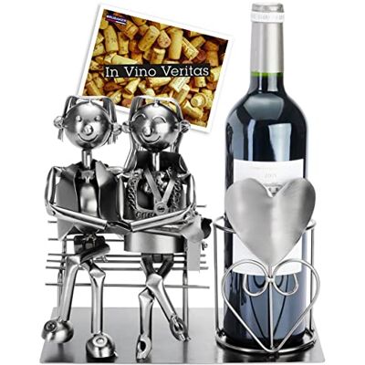 BRUBAKER Porta-garrafas Amantes no Banco Porta-garrafas de Vinho Prateado Botellero Metálico Figura Amor Presente de Escultura Metálica para Casais com Cartão de Presente BRUBAKER Porta-garrafas Amantes no Banco Porta-garrafas de Vinho Prateado Botellero Metálico Figura Amor Presente de Escultura Metálica para Casais com Cartão de Presente