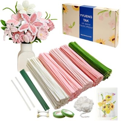 YYUENG TAK 350 piezas Limpiapipas Manualidades Rosa,Set de Limpiapipas Flores, con Instrucciones y varios accesorios, para Regalos Artesanales y Decoración del Hogar,Pipe Cleaner Flower kit YYUENG TAK 350 piezas Limpiapipas Manualidades Rosa,Set de Limpiapipas Flores, con Instrucciones y varios accesorios, para Regalos Artesanales y Decoración del Hogar,Pipe Cleaner Flower kit