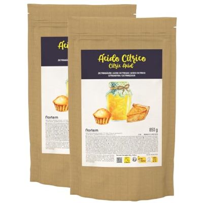 Nortembio ácido cítrico em pó 2 x 850 g, aditivo alimentar 100 % natural pureza Gourmet, ideal para substituição, bebidas e conservas caseiras, inclui um presente eBook Nortembio ácido cítrico em pó 2 x 850 g, aditivo alimentar 100 % natural pureza Gourmet, ideal para substituição, bebidas e conservas caseiras, inclui um presente eBook