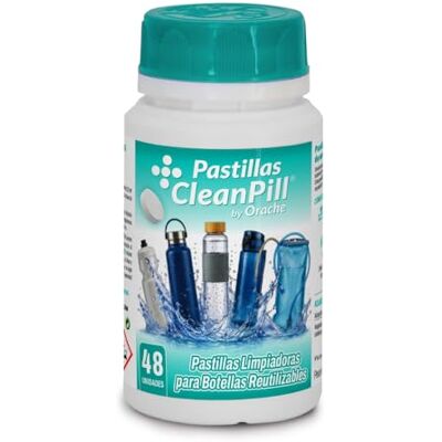 CLEANPILL Comprimidos de limpeza para garrafas reutilizáveis e térmicas (48 unidades 160 g) pastilhas fervescentes para limpeza profunda e remoção de odores CLEANPILL Comprimidos de limpeza para garrafas reutilizáveis e térmicas (48 unidades 160 g) pastilhas fervescentes para limpeza profunda e remoção de odores