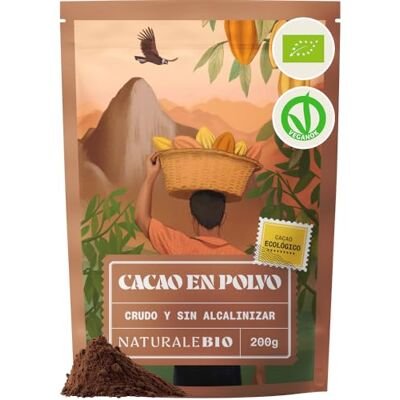 NaturaleBio Cacao Ecológico en Polvo 200g. Organic Powder. Bio, Natural y Puro producido a Partir de Granos Crudos de la Planta Theobroma. Sin Azúcares Añadidos. Testado para Metales Pesados. NaturaleBio Cacao Ecológico en Polvo 200g. Organic Powder. Bio, Natural y Puro producido a Partir de Granos Crudos de la Planta Theobroma. Sin Azúcares Añadidos. Testado para Metales Pesados.