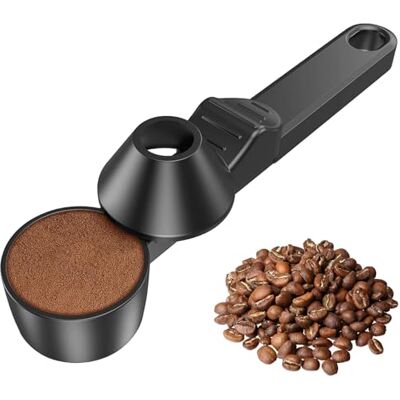 AABDTYYD Cucharada de Medida de Café para Café Molido com Funil, 30ML Colher para Cápsulas Reutilizáveis, Proteínas em Pó e Chá (Preto) AABDTYYD Cucharada de Medida de Café para Café Molido com Funil, 30ML Colher para Cápsulas Reutilizáveis, Proteínas em Pó e Chá (Preto)