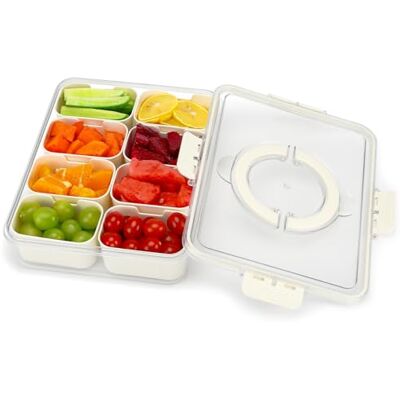 Kasanni Bandejas para aperitivos com tampa tigela para aperitivos com tampa caixas de lanches adequadas para guardar rebuçados, frutas secas, bolachas, frutas e doces, ideais para piquenique e reuniões de família Kasanni Bandejas para aperitivos com tampa tigela para aperitivos com tampa caixas de lanches adequadas para guardar rebuçados, frutas secas, bolachas, frutas e doces, ideais para piquenique e reuniões de família
