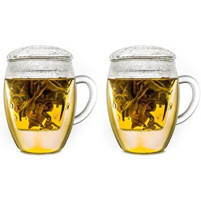 Creano Copo de chá All-In-One de vidro de borosilicato com filtro de vidro und tampa 400 ml, conjunto de 1 Creano Copo de chá All-In-One de vidro de borosilicato com filtro de vidro und tampa 400 ml, conjunto de 1