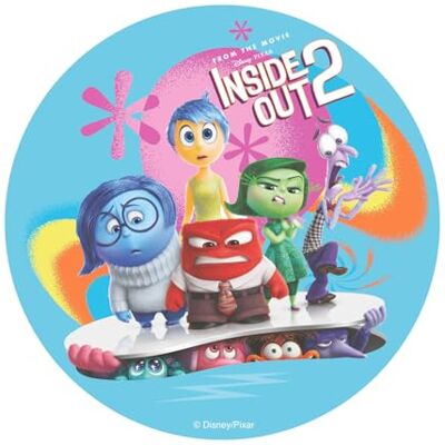 dekora Decoração para bolos de aniversário, Cake Topper de Inside Out 2 de 20 cm, disco de bolacha comestível para bolo sem glúten, sem adição de açúcares, sem lactose adequado para vegetarianos dekora Decoração para bolos de aniversário, Cake Topper de Inside Out 2 de 20 cm, disco de bolacha comestível para bolo sem glúten, sem adição de açúcares, sem lactose adequado para vegetarianos