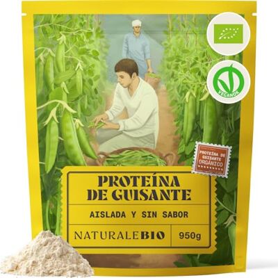 NaturaleBio Proteína de ervilha isolada bio e vegana 950 g. Proteína de ervilha 81%, sem soja, sem OGM e sem adição de açúcar, para batidos, smoothies e receitas vegetais. NaturaleBio Proteína de ervilha isolada bio e vegana 950 g. Proteína de ervilha 81%, sem soja, sem OGM e sem adição de açúcar, para batidos, smoothies e receitas vegetais.