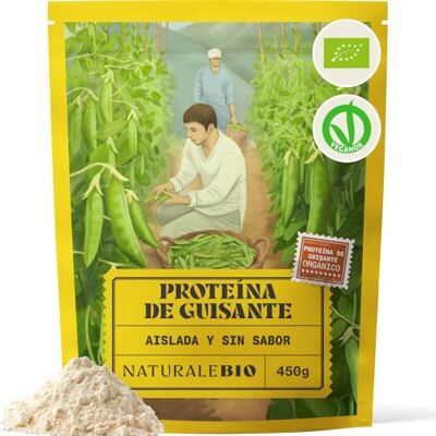 NaturaleBio Proteína de ervilha isolada bio e vegana 450 g. Proteína de ervilha 81%, sem soja, sem OGM e sem adição de açúcar, para batidos, smoothies e receitas vegetais. NaturaleBio Proteína de ervilha isolada bio e vegana 450 g. Proteína de ervilha 81%, sem soja, sem OGM e sem adição de açúcar, para batidos, smoothies e receitas vegetais.