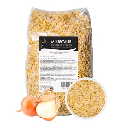 Minotaur Spices Cebolas finamente picadas 2 x 500 g (1 kg) Flocos de cebola seca Minotaur Spices Cebolas finamente picadas 2 x 500 g (1 kg) Flocos de cebola seca