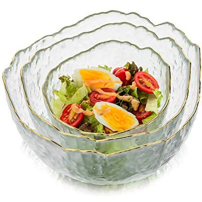 Glasseam Tigelas de vidro conjunto de 3 tigelas de salada empilháveis transparentes tigela pequena para sopa sobremesa de frutas massa Curry pipoca de milho cereal fato para misturar refeições festa Catering Glasseam Tigelas de vidro conjunto de 3 tigelas de salada empilháveis transparentes tigela pequena para sopa sobremesa de frutas massa Curry pipoca de milho cereal fato para misturar refeições festa Catering