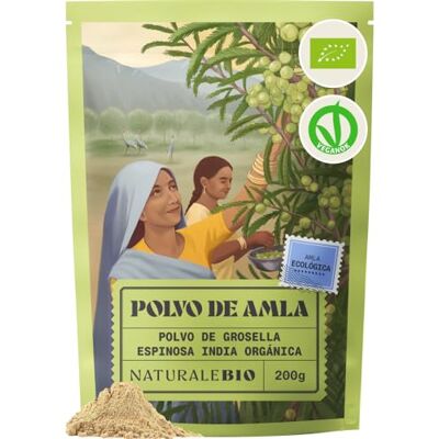 NaturaleBio Amla em pó bio de groselha espinhosa da Índia 200 g. Pó de groselha indiana, fonte de fibra, para smoothies, receitas de ervas e cuidados com o cabelo. NaturaleBio Amla em pó bio de groselha espinhosa da Índia 200 g. Pó de groselha indiana, fonte de fibra, para smoothies, receitas de ervas e cuidados com o cabelo.