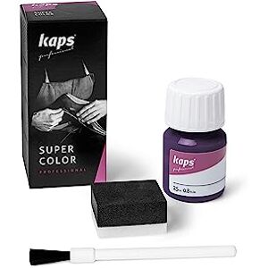 Kaps Conjunto de tinta para sapatos e bolsas de couro e têxtil com esponja e pincel, super cor, 70 cores (102 lilás escuro) Kaps Conjunto de tinta para sapatos e bolsas de couro e têxtil com esponja e pincel, super cor, 70 cores (102 lilás escuro)