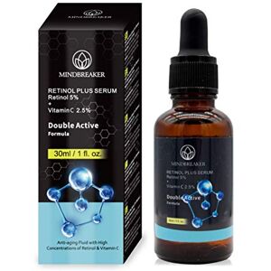 Mindbreaker Soro de vitamina C natural com retinol a 5%, nova fórmula de tratamento para a pele, redutor orgânico anti-rugas, hidratante, olheiras, cicatrizes Mindbreaker Soro de vitamina C natural com retinol a 5%, nova fórmula de tratamento para a pele, redutor orgânico anti-rugas, hidratante, olheiras, cicatrizes