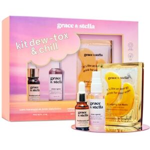grace & stella Set de Presente de Dia dos Namorados Dew-Tox & Chill Com Patches de Olhos Dourados, Sérum Facial de Ácido Hialurónico e Água de Rosas, Kit para Mãe, Solteiras, Adolescentes grace & stella Set de Presente de Dia dos Namorados Dew-Tox & Chill Com Patches de Olhos Dourados, Sérum Facial de Ácido Hialurónico e Água de Rosas, Kit para Mãe, Solteiras, Adolescentes