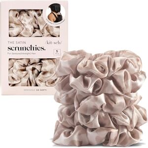Kitsch Bandas elásticas de cetim com estampado de leopardo para mulher, sem rugas, para todos os tipos de cabelo e texturas, perfeitas para dia ou noite, 5 unidades Kitsch Bandas elásticas de cetim com estampado de leopardo para mulher, sem rugas, para todos os tipos de cabelo e texturas, perfeitas para dia ou noite, 5 unidades