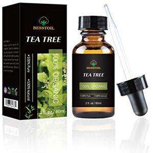 Besstoil Óleo essencial de árvore do chá 100% orgânico puro e não diluído, unhas faciais, cabelo e difusor, tratamento para acne (60 ml) Besstoil Óleo essencial de árvore do chá 100% orgânico puro e não diluído, unhas faciais, cabelo e difusor, tratamento para acne (60 ml)