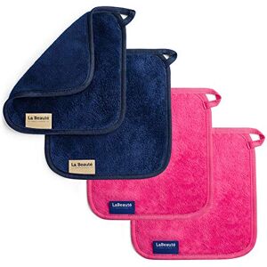Labeauté Toalha desmaquilhante para o rosto, 4 unidades, limpeza facial e desmaquilhante, facial, toalha de microfibra lavável e reutilizável, 21 x 21 cm, azul-marinho e rosa Labeauté Toalha desmaquilhante para o rosto, 4 unidades, limpeza facial e desmaquilhante, facial, toalha de microfibra lavável e reutilizável, 21 x 21 cm, azul-marinho e rosa