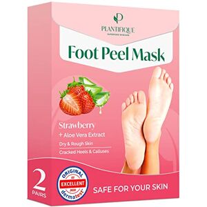 Plantifique Máscara esfoliante de pés com morango, 2 pares de meias de descascar, cuidado com os pés, elimina as durezas e calos Foot Mask Plantifique Máscara esfoliante de pés com morango, 2 pares de meias de descascar, cuidado com os pés, elimina as durezas e calos Foot Mask