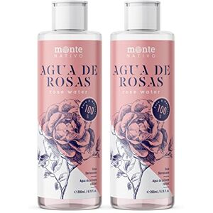 Monte Nativo MonteNativo Água de rosas natural 2 x 200 ml, hidrolato 100% puro duplo destilado a vapor ideal como tónico facial, relaxante, calmante, anti-idade, água floral para iluminar pele e cabelo Monte Nativo MonteNativo Água de rosas natural 2 x 200 ml, hidrolato 100% puro duplo destilado a vapor ideal como tónico facial, relaxante, calmante, anti-idade, água floral para iluminar pele e cabelo
