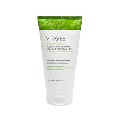 VITAYES Gel de lavagem facial de chá verde, gel refrescante para o rosto, limpeza profunda e suave, vegano, ingredientes naturais, sem silicone ou óleo mineral. VITAYES Gel de lavagem facial de chá verde, gel refrescante para o rosto, limpeza profunda e suave, vegano, ingredientes naturais, sem silicone ou óleo mineral.