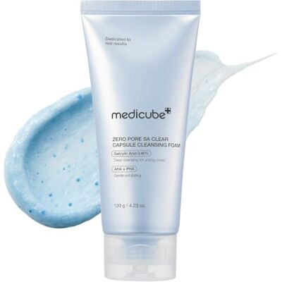 medicube Facial Cleanser Zero Pore Capsule Cleansing Foam Limpador suave para textura de pele, pontos pretos e poros, AHA, BHA e GZRD para limpeza profunda, cosmético coreano, 120 g medicube Facial Cleanser Zero Pore Capsule Cleansing Foam Limpador suave para textura de pele, pontos pretos e poros, AHA, BHA e GZRD para limpeza profunda, cosmético coreano, 120 g