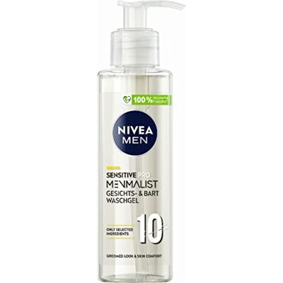 Beiersdorf NIVEA MEN Sensitive Pro Menmalist Gel de lavagem (200 ml), gel de lavagem facial e barba para homens com 10 ingredientes selecionados, creme de lavagem suave com pH de 5,0 Beiersdorf NIVEA MEN Sensitive Pro Menmalist Gel de lavagem (200 ml), gel de lavagem facial e barba para homens com 10 ingredientes selecionados, creme de lavagem suave com pH de 5,0