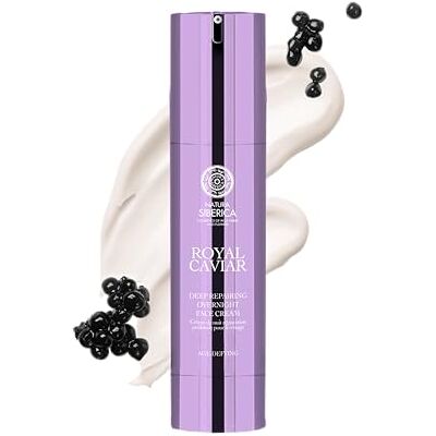 Natura Siberica Royal Caviar creme de noite facial reparador e hidratante profundo com ácido hialurónico e caviar, creme facial anti-idade para mulher, ajuda a suavizar rugas, 50 ml Natura Siberica Royal Caviar creme de noite facial reparador e hidratante profundo com ácido hialurónico e caviar, creme facial anti-idade para mulher, ajuda a suavizar rugas, 50 ml