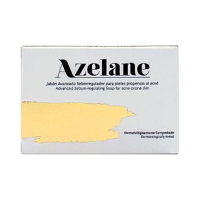 Azelane Sabão facial. Tratamento de acne e marcas de hiperpigmentação. Aclara manchas, reduz grãos, pontos pretos e imperfeições. ácido salicílico. Facial e corporal. Uso diário, comprimidos 100 gramas Azelane Sabão facial. Tratamento de acne e marcas de hiperpigmentação. Aclara manchas, reduz grãos, pontos pretos e imperfeições. ácido salicílico. Facial e corporal. Uso diário, comprimidos 100 gramas