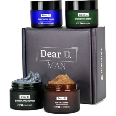 Dear D. Dear D Box Superior Face Skincare Kit Rotina completa em 4 passos com lavagem facial, esfoliação facial, creme hidratante, creme contorno de olhos, conjunto de creme para homens Dear D. Dear D Box Superior Face Skincare Kit Rotina completa em 4 passos com lavagem facial, esfoliação facial, creme hidratante, creme contorno de olhos, conjunto de creme para homens