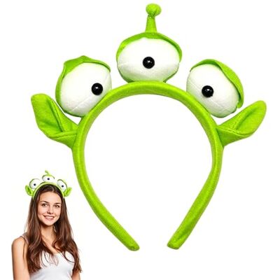 FQAKTB Faixa de cabeça alien três olhos, diadema de pelúcia de três olhos, faixa elástica, para lavagem facial e maquilhagem, Halloween, cosplay, verde FQAKTB Faixa de cabeça alien três olhos, diadema de pelúcia de três olhos, faixa elástica, para lavagem facial e maquilhagem, Halloween, cosplay, verde