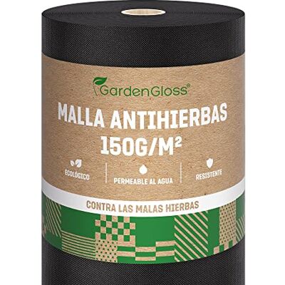 GardenGloss 50 m² Premium Tecido anti-erva contra ervas daninhas 150 g/m² extra forte malha anti-erva resistente ao desgaste 50 g/m² Alta estabilização UV (50 m x 1 m, 1 rolo) GardenGloss 50 m² Premium Tecido anti-erva contra ervas daninhas 150 g/m² extra forte malha anti-erva resistente ao desgaste 50 g/m² Alta estabilização UV (50 m x 1 m, 1 rolo)