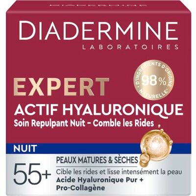 Diadermine Creme de noite especialista: cuidado acolchoado com ácido hialurónico – Diciona-se às rugas, amortece a pele, pele madura e seca, 98% de ingredientes de origem natural – 50 ml Diadermine Creme de noite especialista: cuidado acolchoado com ácido hialurónico – Diciona-se às rugas, amortece a pele, pele madura e seca, 98% de ingredientes de origem natural – 50 ml