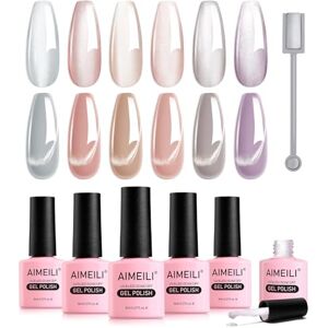 AIMEILI 9D Conjunto de vernizes de unhas de gel magnético com barra magnética, 6 peças de verniz de unhas de gel de olho de gato de cerâmica Moonlight UV LED Nail fácil de aplicar 8 ml Set 62 AIMEILI 9D Conjunto de vernizes de unhas de gel magnético com barra magnética, 6 peças de verniz de unhas de gel de olho de gato de cerâmica Moonlight UV LED Nail fácil de aplicar 8 ml Set 62