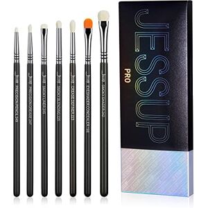 Jessup Pincéis de Maquiagem para Olhos, Conjunto de 7 Peças de Pincéis de Maquiagem de Sombras de Olhos Esponjosos para Misturar Sombras de Olhos, Corretor de Pregas, Preto Jessup Pincéis de Maquiagem para Olhos, Conjunto de 7 Peças de Pincéis de Maquiagem de Sombras de Olhos Esponjosos para Misturar Sombras de Olhos, Corretor de Pregas, Preto