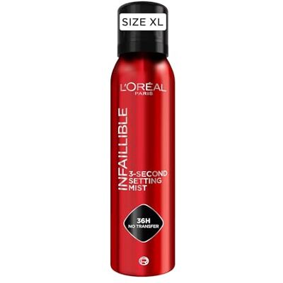 L'Oreal Paris L'Oréal Paris Infaillible 3-second Setting Mist XXL, para fixar a maquilhagem, resistente à transferência em 3 segundos, spray fixador para até 36 horas de duração, 150 ml L'Oreal Paris L'Oréal Paris Infaillible 3-second Setting Mist XXL, para fixar a maquilhagem, resistente à transferência em 3 segundos, spray fixador para até 36 horas de duração, 150 ml