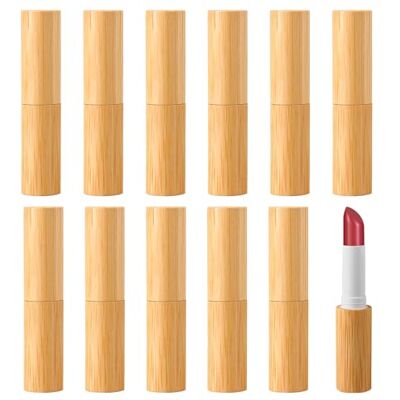 WANDGU Estojo de batom vazio de bambu: 12 peças recarregáveis capas vazias para batom, tubos de bricolage, bálsamo labial recipiente de batons caseiros WANDGU Estojo de batom vazio de bambu: 12 peças recarregáveis capas vazias para batom, tubos de bricolage, bálsamo labial recipiente de batons caseiros