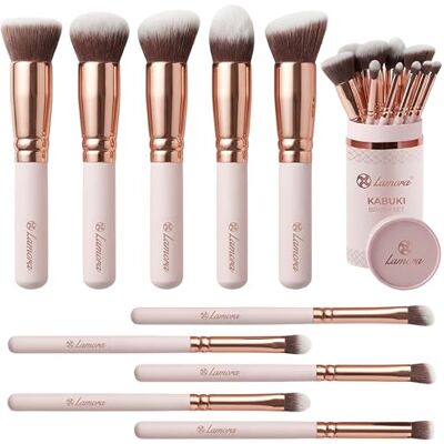 Lamora Set pincéis Kabuki maquilhagem profissional pincéis maquilhagem para e olhos para base, colorete, bronzeador, pó rubor, contorno e sombras fibras sintéticas Lamora Set pincéis Kabuki maquilhagem profissional pincéis maquilhagem para e olhos para base, colorete, bronzeador, pó rubor, contorno e sombras fibras sintéticas