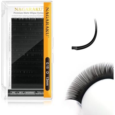 NAGARAKU Pestanas Elípticas Planas com Ponta Dupla Ondulada Estável, Pestanas Postiças Profissionais Naturais, Pestanas Individuais Divididas, Ponta de Volume, Preto Fosco, 6 Filas (0,5 D 3mm) NAGARAKU Pestanas Elípticas Planas com Ponta Dupla Ondulada Estável, Pestanas Postiças Profissionais Naturais, Pestanas Individuais Divididas, Ponta de Volume, Preto Fosco, 6 Filas (0,5 D 3mm)