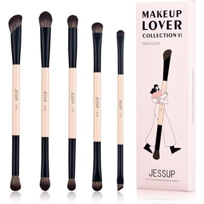 Jessup - 10-I-5 Duo-End Pincel - Peach Dust - 5 peças Jessup - 10-I-5 Duo-End Pincel - Peach Dust - 5 peças