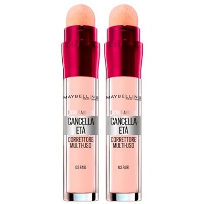 Maybelline Nova Iorque, corretor líquido anti-idade multiuso, cor 03 fair, 2 corretores Maybelline Nova Iorque, corretor líquido anti-idade multiuso, cor 03 fair, 2 corretores