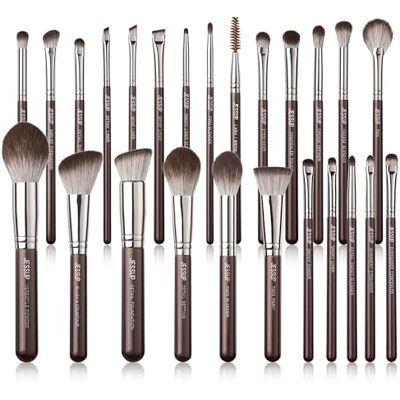 Jessup Conjunto de 25 Pincéis de Maquilhagem Profissionais para Base, Sombra de Olhos, Pó, Mistura, Corretor, Batom, Contorno, Delineador de Olhos, Pincéis para Sobrancelhas, Marrom T511 Jessup Conjunto de 25 Pincéis de Maquilhagem Profissionais para Base, Sombra de Olhos, Pó, Mistura, Corretor, Batom, Contorno, Delineador de Olhos, Pincéis para Sobrancelhas, Marrom T511