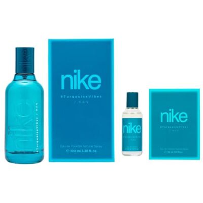 Nike Turquoise Vibes promoção 100 ml 30 ml, colónia homem, pack 2 produtos, perfume formato de spray, Eau de Toilette natural e masculina, aroma cítrico frutado, fragrância fresca e duradoura Nike Turquoise Vibes promoção 100 ml 30 ml, colónia homem, pack 2 produtos, perfume formato de spray, Eau de Toilette natural e masculina, aroma cítrico frutado, fragrância fresca e duradoura